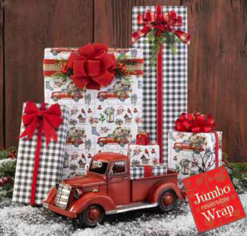 Farmhouse Christmas Reversible Jumbo Gift Wrap