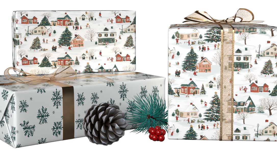 Village &amp; Snowflakes FLAT WRAP SHEETS