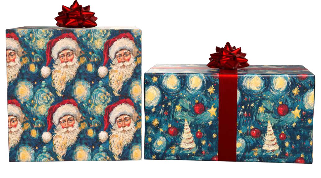Starry Holiday Night FLAT WRAP SHEETS