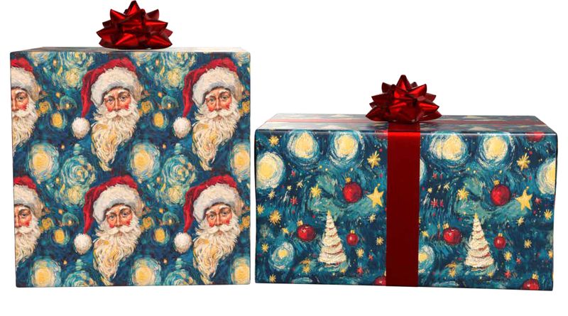 Starry Holiday Night FLAT WRAP SHEETS