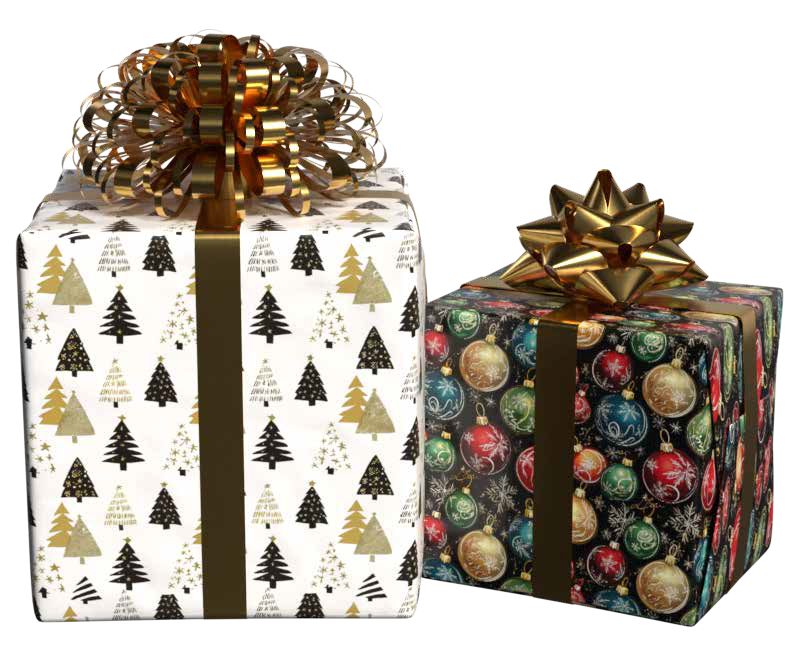 Holiday Trees &amp; Ornaments FLAT WRAP SHEETS