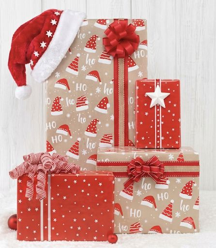 Hats Off to Christmas Kraft reversible JUMBO ROLL WRAP