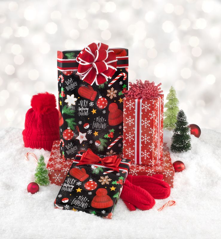 Bells &amp; Baubles Reversible JUMBO ROLL WRAP
