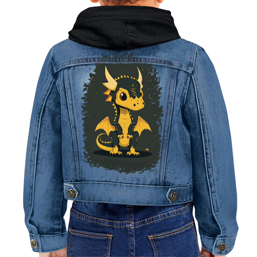 Cute Dragon Toddler Hooded Denim Jacket