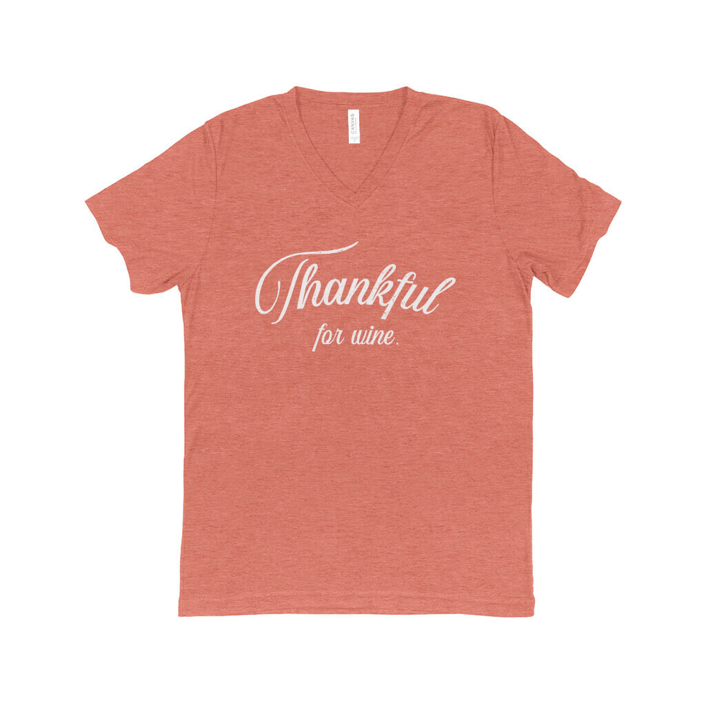 Thankful For Wine Unisex Triblend V-Neck T-Shirt