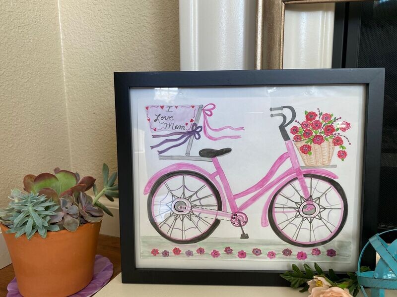 I Love Mom Framed Watercolor Print