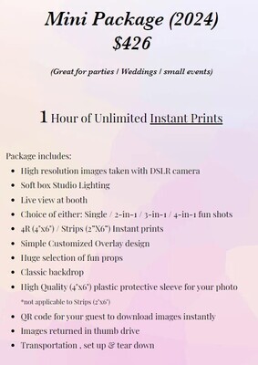 Mini Package (1 Hour Unlimited Prints)