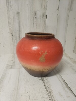 Round red vase