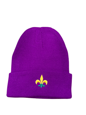 mardi gras knit hat