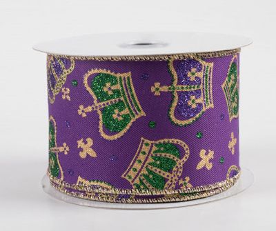 Mardi Gras Ribbon, Style: Mardi Gras Crown, Size: 2.5&quot;Wide