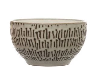 Stoneware Bowl with Wax Relief Pattern, Style: A