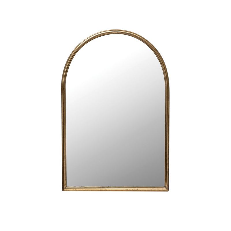 Arched Metal Framed Wall Mirror - Gold Finish