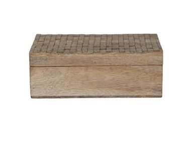 Carved Mango Wood Box, Natural