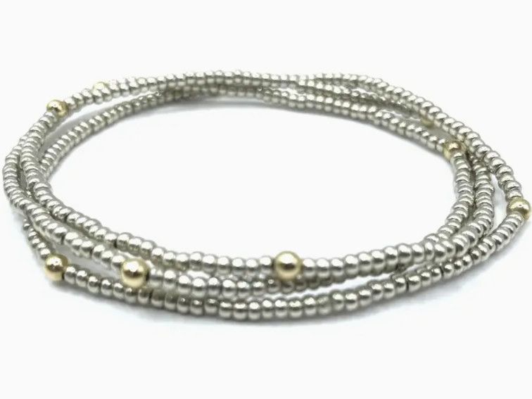 Boho Bracelet Stack, Color: Platinum + Gold Filled