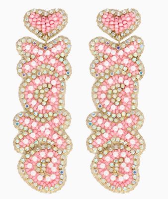 Xoxo Jeweled Beaded Valentine Letter Earrings