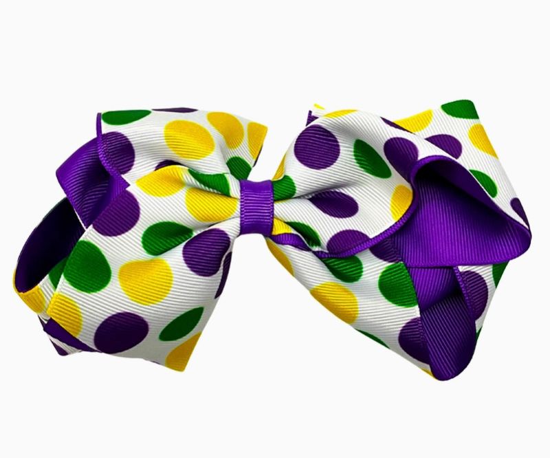 glitter mardi gras hair bow
