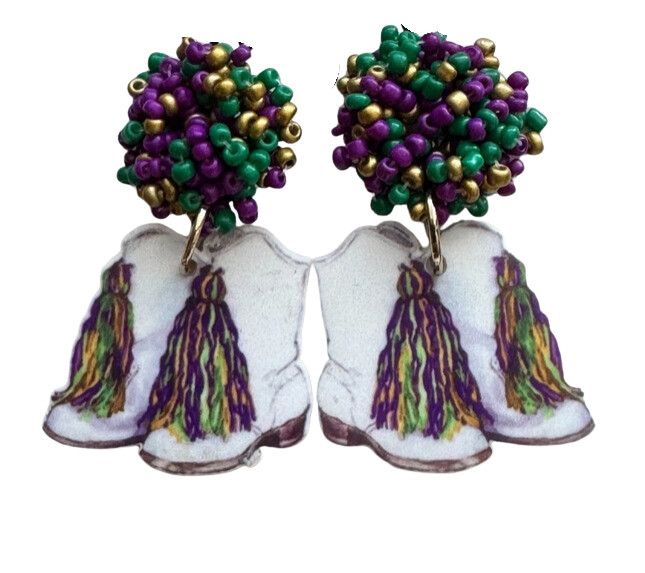 Mardi Gras Marching Boots Seed Bead