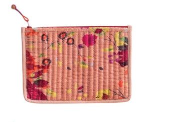 Velvet Zip Pouch, Color: Pink Floral