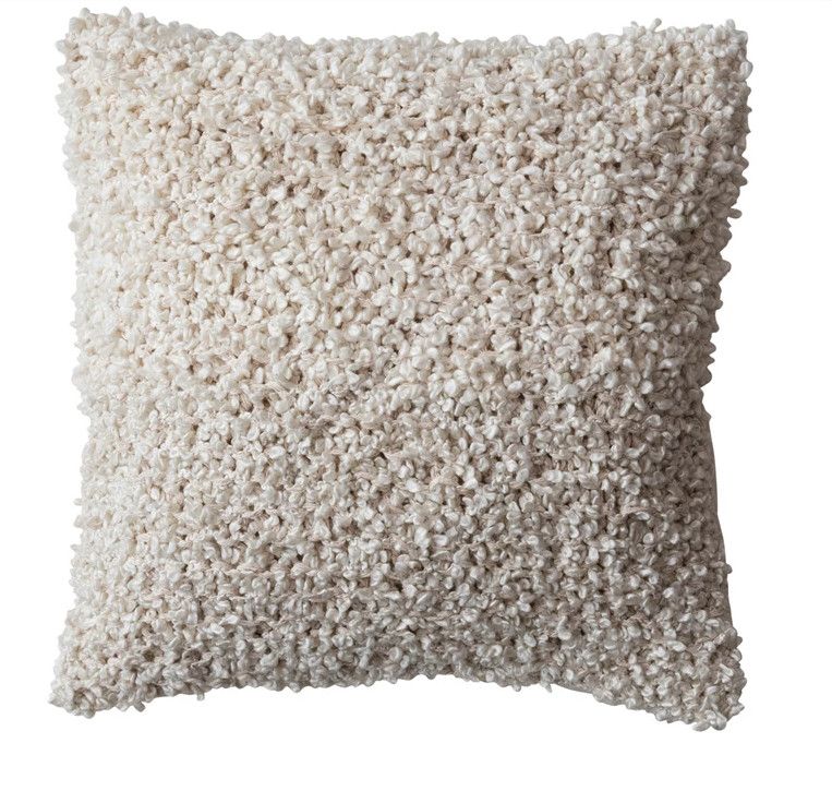 Woven Cotton Blend Bouclé Pillow, Color: Cream