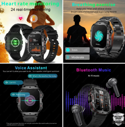 LEMi-Rugged Military Black Smart Watch