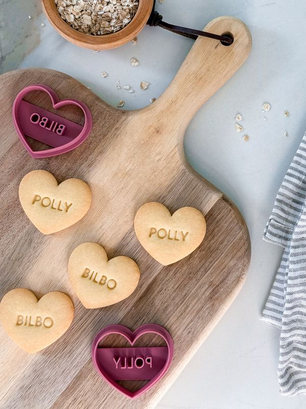 Personalized heart shaped cookie cutter