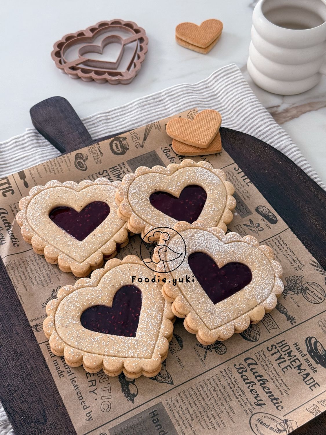 Fluted hearts - Linzer cookie cutter set
