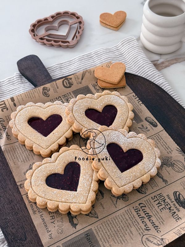 Fluted hearts - Linzer cookie cutter set