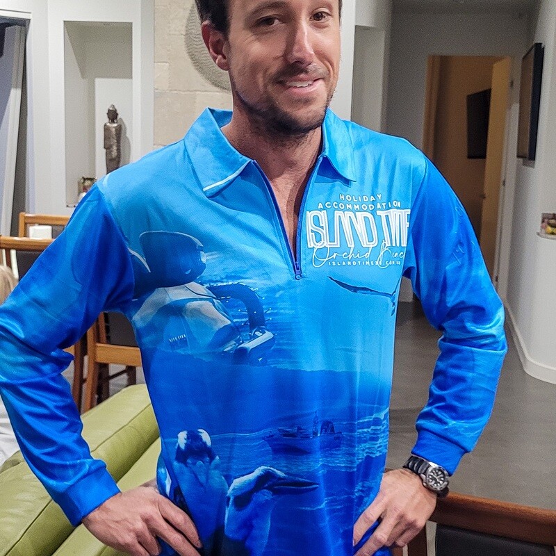 ADULTS PREMIUM, LONG-SLEEVED ZIP-UP FISHING SHIRT (Blue Birds)