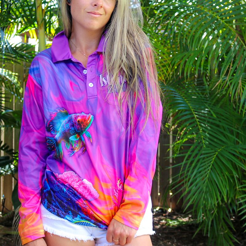 ADULTS LONG-SLEEVED, BUTTON-UP FISHING SHIRT (Hypnotic Coral)