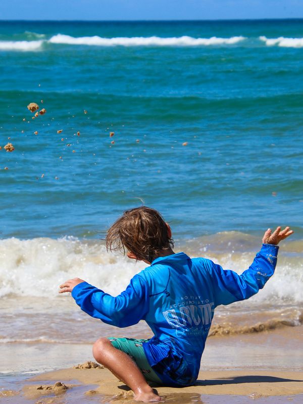 KIDS PREMIUM, LONG-SLEEVED ZIP-UP FISHING SHIRT (Blue Birds)