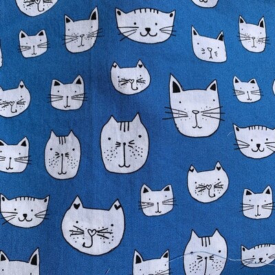 &quot;Navy Blue &amp; White Kitties&quot; Face Mask