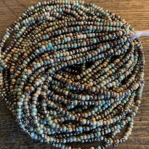 Czech &quot;Travertine Moon Parquet&quot; Luster Mix Size 11/0 Seed Bead Hank