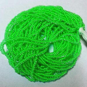 Czech &quot;Crystal Lined Neon Green&quot; Size 11/0 Hank