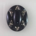 Dark Navy Blue &amp; Silver Star Point Oval