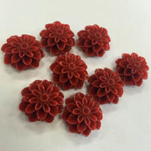 Dahlia Flower Beads, Garnet Red, 18mm