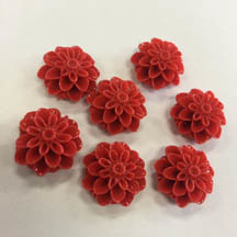 Dahlia Flower Beads, Apple Red, 18mm