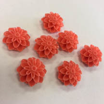 Dahlia Flower Beads, Orange Coral, 18mm