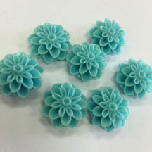 Dahlia Flower Beads, Sky Blue Turquoise, 18mm