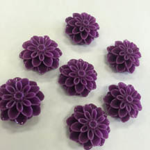 Dahlia Flower Beads, Deep Purple, 18mm