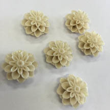 Dahlia Flower Beads, Ivory, 18mm