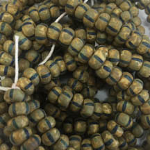 Czech &quot;Ivory w/ Navy Blue&quot; Striped Travertine Seed Beads Size 2/0