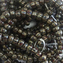Czech &quot;Red Maroon w/ Black Stripe&quot; Picasso Luster Seed Beads Size 4/0