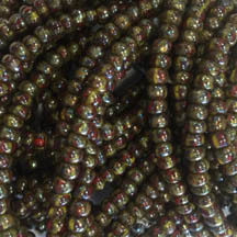 Czech &quot;Yellow &amp; Red Stripe&quot; Picasso Luster Seed Beads Size 6/0
