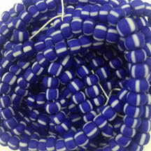 Czech &quot;Cobalt Blue &amp; White Matte&quot; Striped Seed Beads Size 2/0