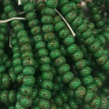 Czech &quot;Bright Green Picasso&quot; Seed Beads Size 6/0