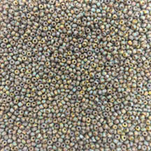 Czech &quot;Yellow &amp; Green&quot; Striped Travertine Seed Beads Size 11/0
