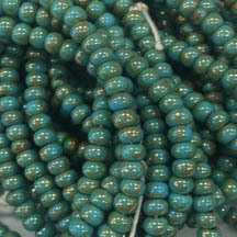 Czech &quot;Turquoise Sky Blue Picasso Luster&quot; Seed Beads Size 6/0