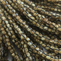 Czech &quot;White &amp; Black Stripe&quot; Picasso Seed Beads Size 6/0