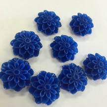 Dahlia Flower Beads, Electric Blue, 18mm