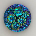 Medium Electric Blue Metallic Floral Cabochon